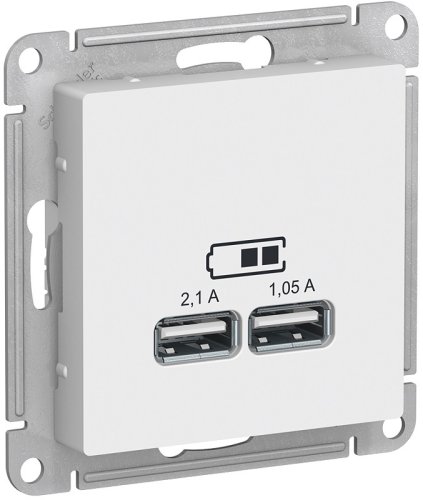 Розетка USB тип A+A без рамки Systeme Electric AtlasDesign 2-м. 2100мА белый фото Розетка USB тип A+A без рамки Systeme Electric AtlasDesign 2-м. 2100мА белый картинка